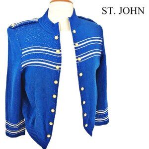 St John Collection blue zip up cardigan Sz 6